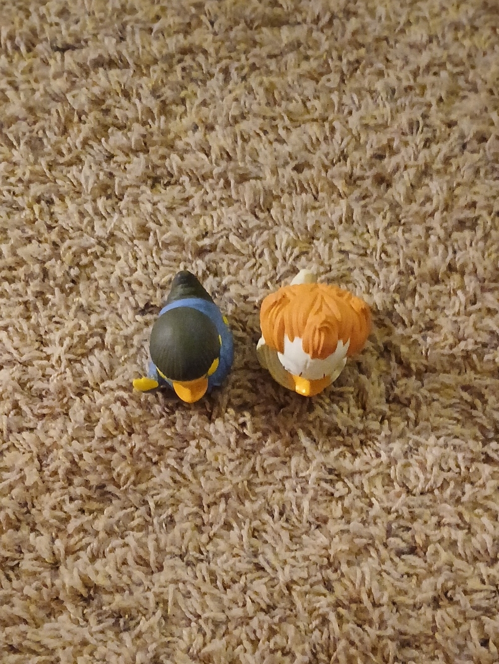 Set of 2 Mini Duck Figurines - Blue & Orange
